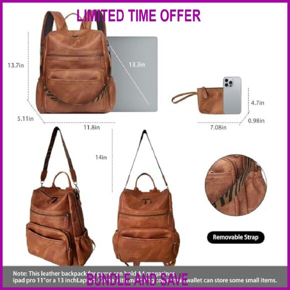 PU Leather Travel Backpack Purse Women's Shoulder Bag Satchel Handbag - Picture 6 of 7